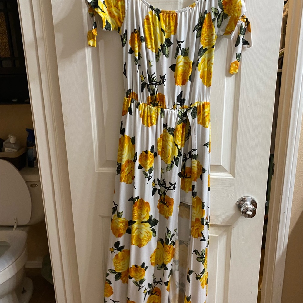 Medium romper summer dress with slit